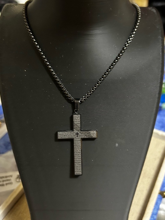 Jewelry - Lords Prayer Engraved Cross Necklace -Great Fathers Day Gift